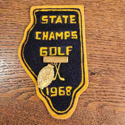 1968 Golf State Championship Letter Sweater Patch and Medal