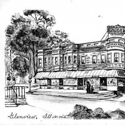 PH-2154-Line drawing (note card) of store
