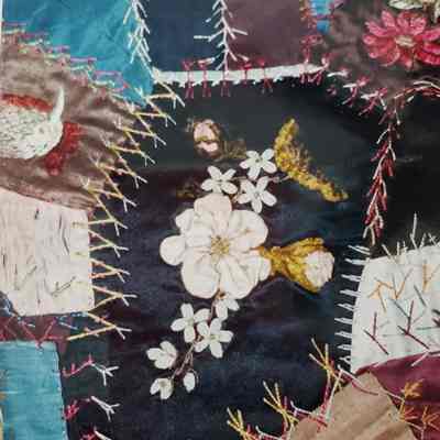 Blue and Red Patchwork Quilt
