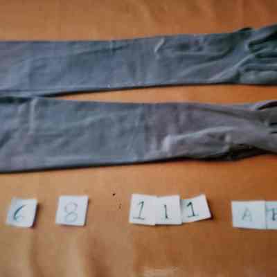 One Pair of Long Grey Cotton Suede Gloves