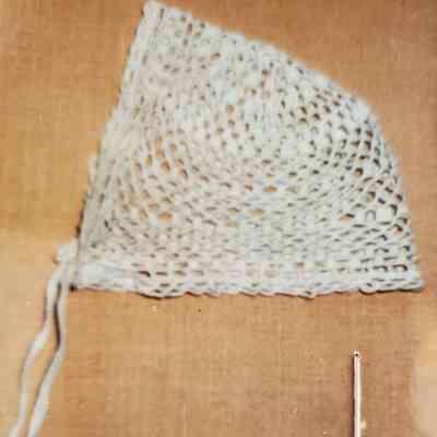 Ecru Crocheted Bonnet - Tape Ties