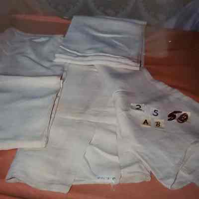 Two Ecru Linen Sheets each Embroidered 'E. A. L.'