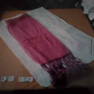 Silk Crepe Scarf with Fringe