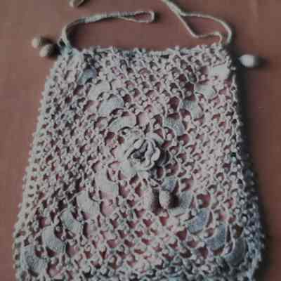 9" X 7" Crocheted Purse (Bag) Peach Faille Lining
