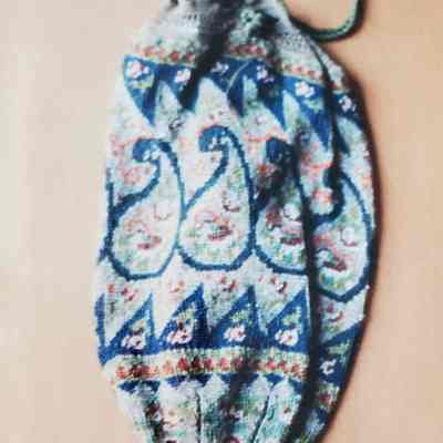 Bag Gathered at Bottom - Top Crocheted - Card Tie