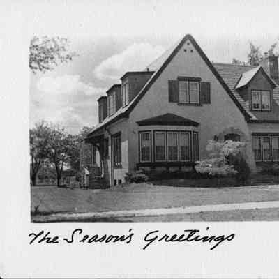 PH-1199a-Rugen home, 118 Pine St, 1934 (Grandma and Addie's house), Seasons Greating Card