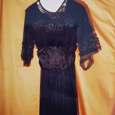 Black Net Dotted Swiss Evening Dress
