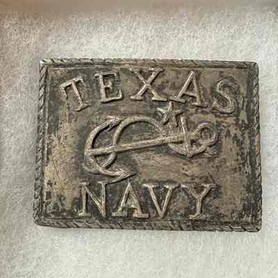 Texas Navy Silver Belt Buckle