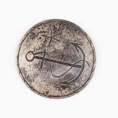 Navy Silver Engraved Overcoat Button