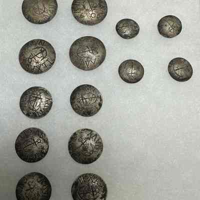 Texas Navy Silver Button Set Overcoat Buttons (4), Coat (6), and Cuff (4)