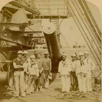 USS Texas (1892) Gun Crew [Stereoview]