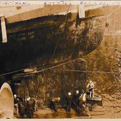 USS Texas (BB 35) in Drydock [Postcard]