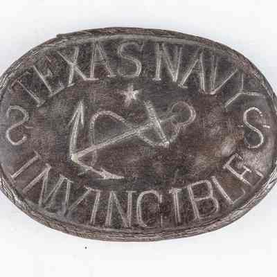 Texas Navy Invincible Silver Oval Belt Buckle "S"