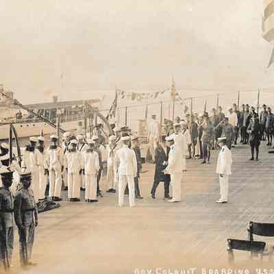 Governor Colquitt Boarding USS Texas [Real Photo Postcard]