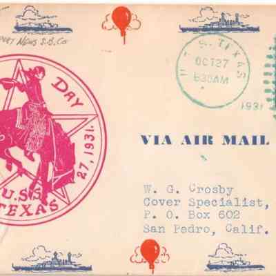 USS Texas (BB 35) “Navy Day” Cover]