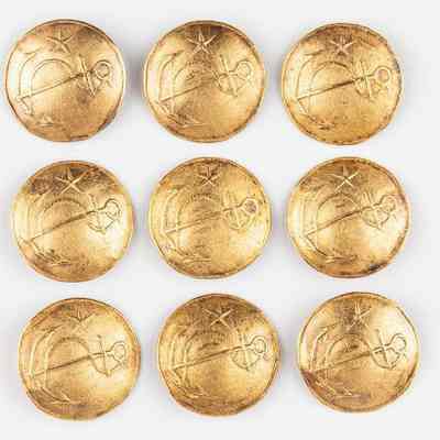 Navy Gold Coat Buttons (set of 9)