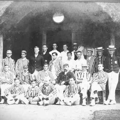 1st XI Cricket team in front of first Pavilion