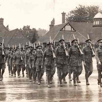 OTC marching across playground