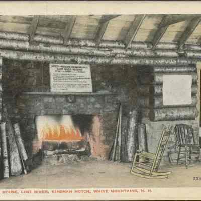 Interior shelter house, Lost River, Kinsman Notch, White Mountains, NH.