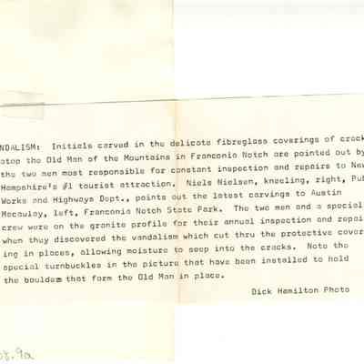 Back of photo with Dick Hamilton's description.