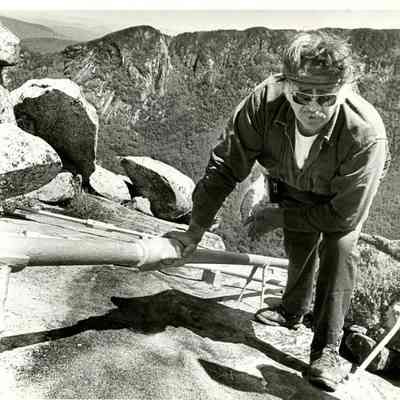 Niels Nielsen Inspecting the Turnbuckles on The Old Man of the Mountain