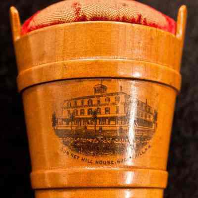 Mauchline Ware Pincushion- Goodnows House, Franconia N. H.