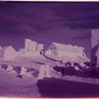 Snow Covered Buildings at the Summit of Mt. Washington