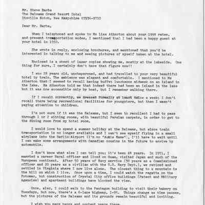 Sara Berg Letter to Mr. Barba