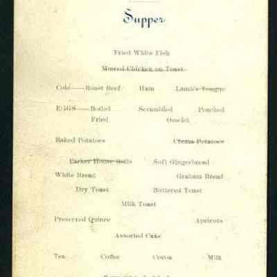 Mount Washington Supper Menu