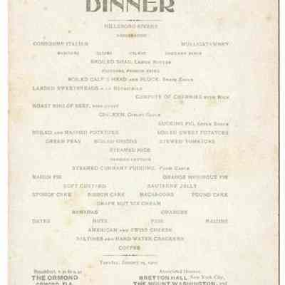 Dinner Menu, 1905