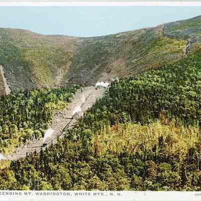 Trains Ascending Mt. Washington, White Mts., N.H.