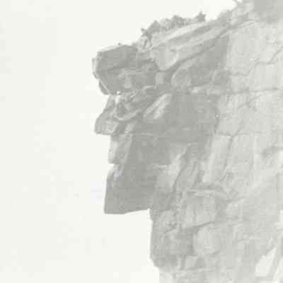 Profile View of The Old Man of the Mountain and Workers