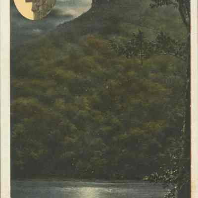 White Mts NH, The Old Man of the Mountain by moonlight