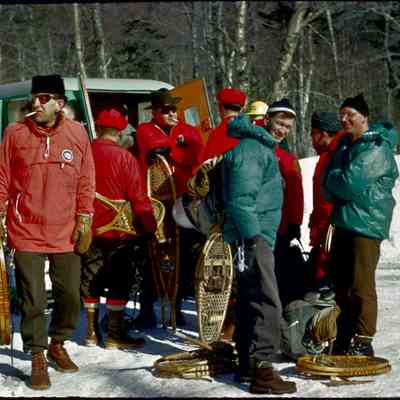 NH Fish & Game Conservation Officers Gathering Equipment at Pinkham Notch Visitors Center