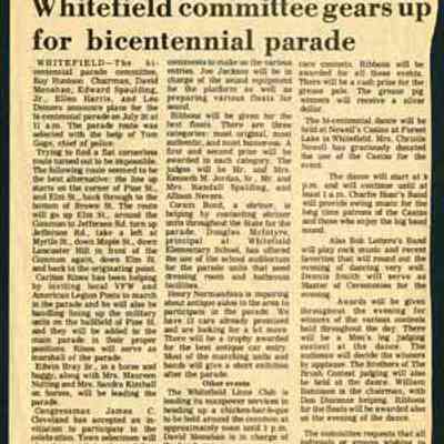 Whitefield Committee Gears up for Bicentennial Parade