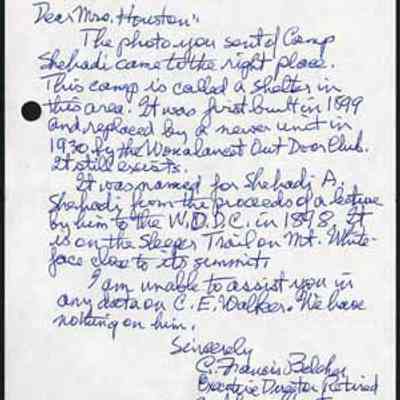 Letter to Jourdan Houstan from C. Francis Belcher