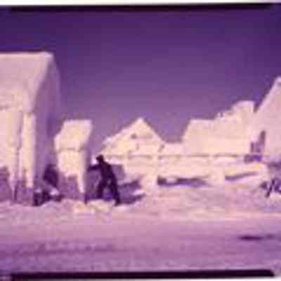 Snow Covered Buildings on Summit of Mt. Washington
