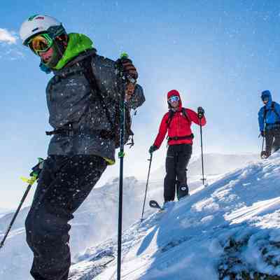 Skiers Near the Top of "Duchess" on the Eastern Slope of Mount Washington