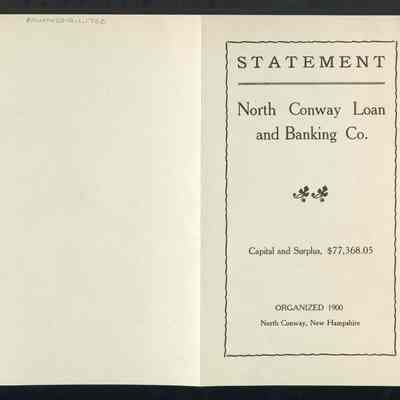 Statement: North Conway Loan and Banking Co.