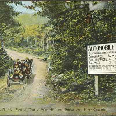 White Mountains, N.H. Foot of 'Tug of War Hill' and Bridge over Silver Cascade