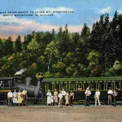 Cog Railway Train Ready to Climb Mt. Washington, White Mountains, N. H.