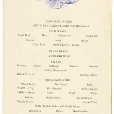 Supper Menu, 1906