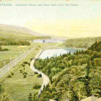 White Mountains. Crawford House and Saco Lake from the Notch