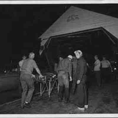 Men by a Covered Bridge