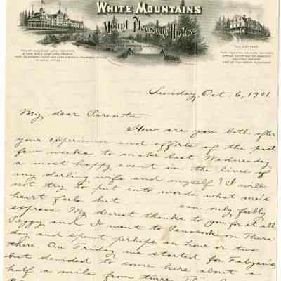 Correspondence, Mount Pleasant House Guest, 1901