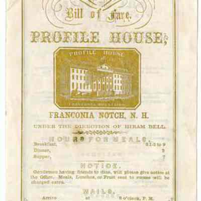 Profile House Bill of Fare, 1859