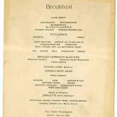 Mount Washington Hotel Breakfast Menu, 1903