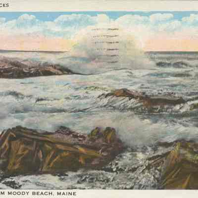 Surf and Rocks, Greetings from Moody Beach, ME
