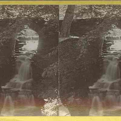 Waterfall under a Stone Bridge