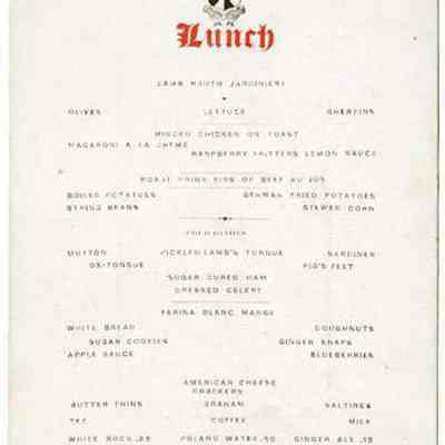 Hunt's Forest Hill Hotel and Cottages Lunch Menu, 1907